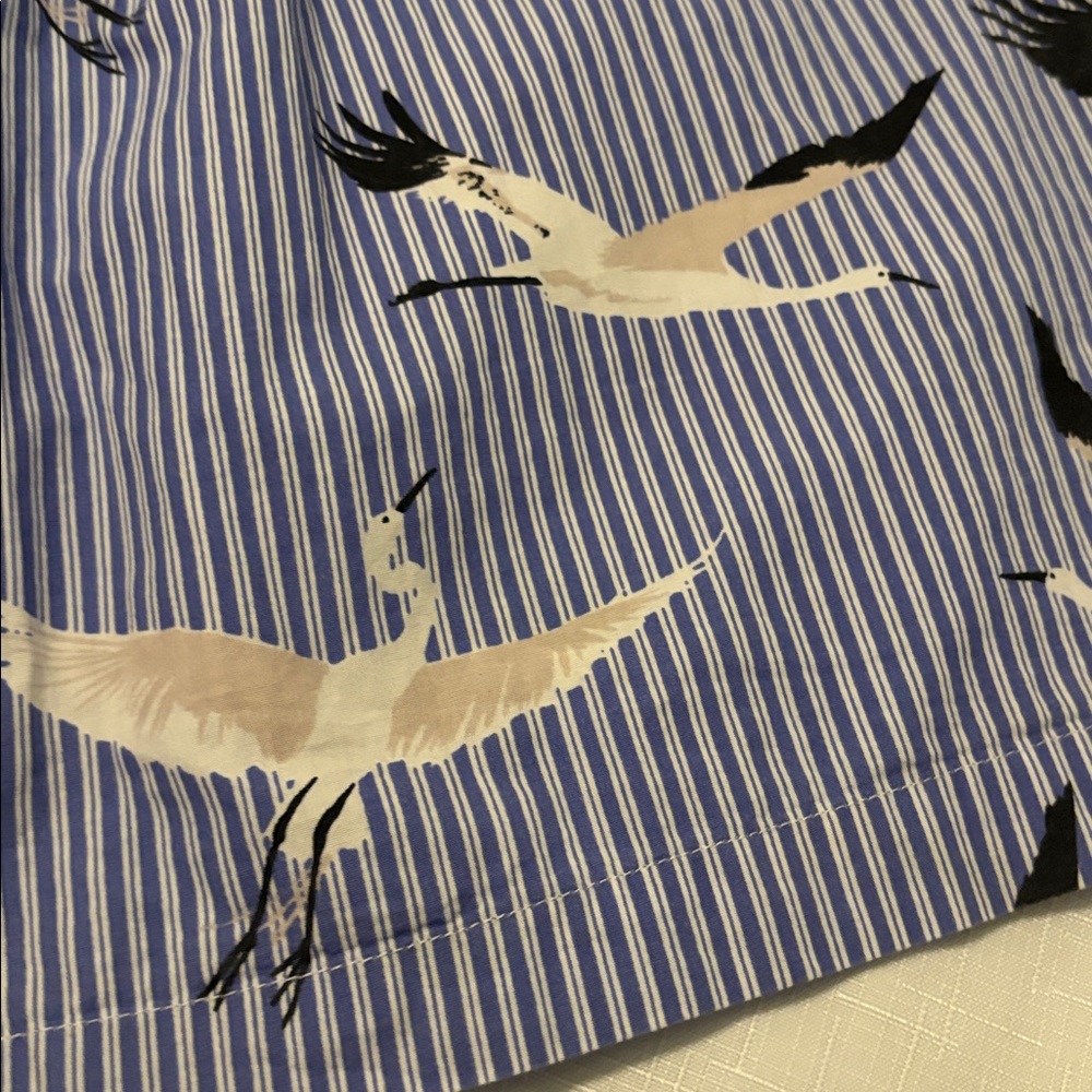 Who What Wear blue & white striped pleated midnskirt SZ 16 A-line w/crane bird - Picture 11 of 11